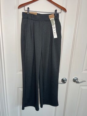Chrome Riot Wide Leg Pinstripe Trousers - Dark Gray Size Small